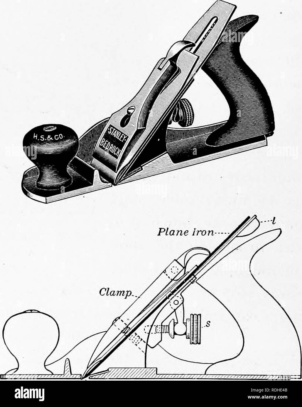 . Elementare Holzbearbeitung. Holzarbeiten; Bäume. 18 Elementare Holzbearbeitung die Kehle von der Ebene, die durch eine Klammer (Abb. 22). Die open-ing auf der Unterseite der Ebene, durch die die Cut-ting Edge ragt der Mund der Ebene aufgerufen wird.. Toe-Mund Abb. 22. Schnittbilder aus Eisen Ebene 9. Anpassung der Ebene. Es gibt zwei Arten von anpassen - ing ein modernes Bügeleisen Ebene, durch die Stellschraube s, und der Hebel I.. Bitte beachten Sie, dass diese Bilder extrahiert werden aus der gescannten Seite Bilder, die digital haben für die Lesbarkeit verbessert - Färbung und Aussehen dieser Abbildungen können nicht Pro Stockfoto