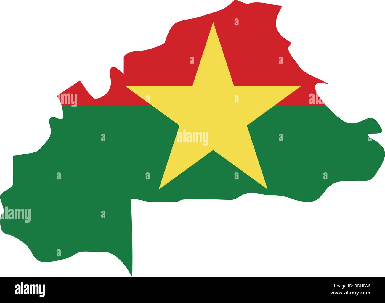 Karte von Burkina Faso mit Fahne im Inneren. Burkina Faso map Vector Illustration Stock Vektor