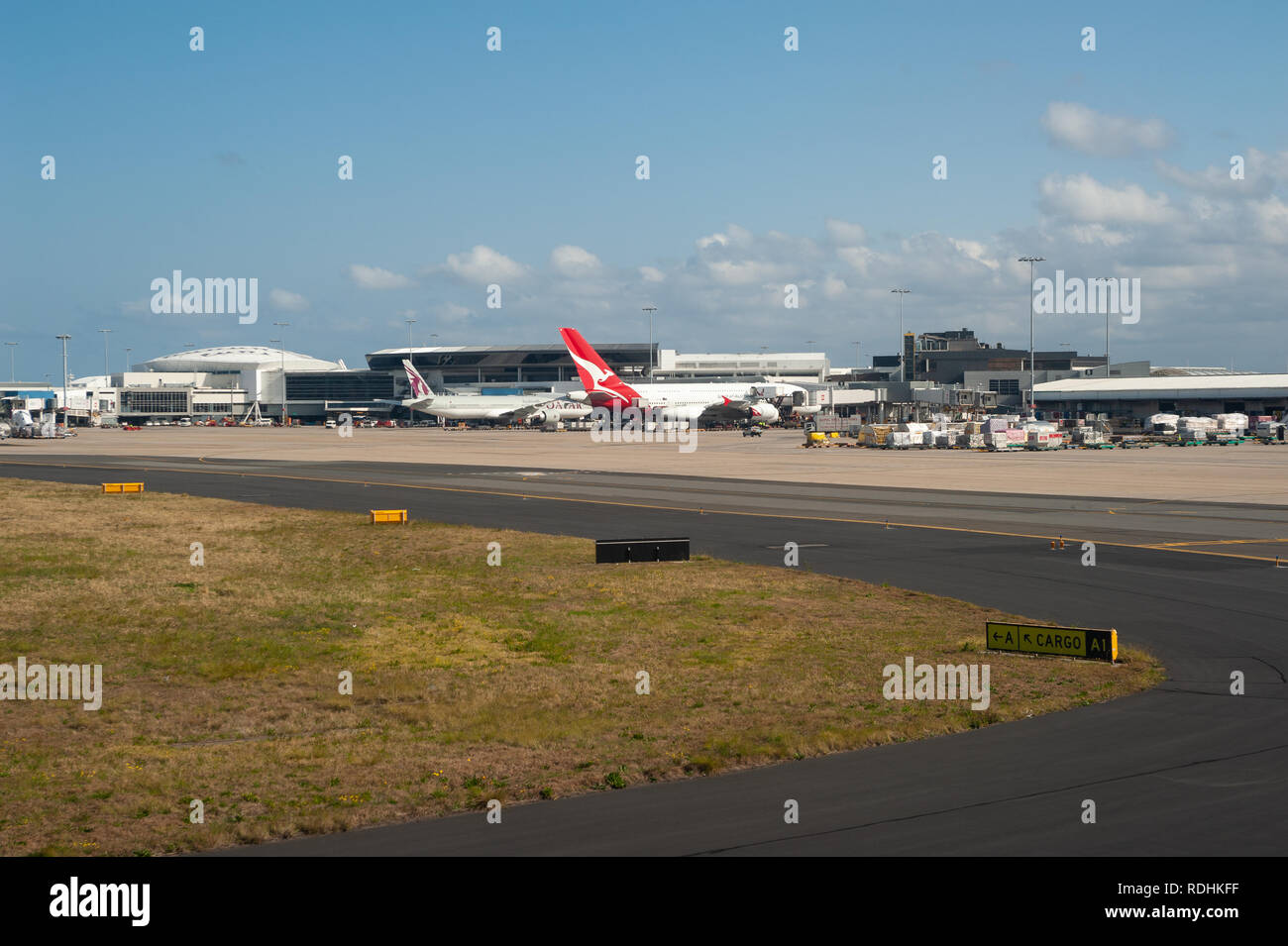 23.09.2018, Sydney, New South Wales, Australien - Blick auf Sydneys internationalen Flughafen Kingsford Smith. Stockfoto