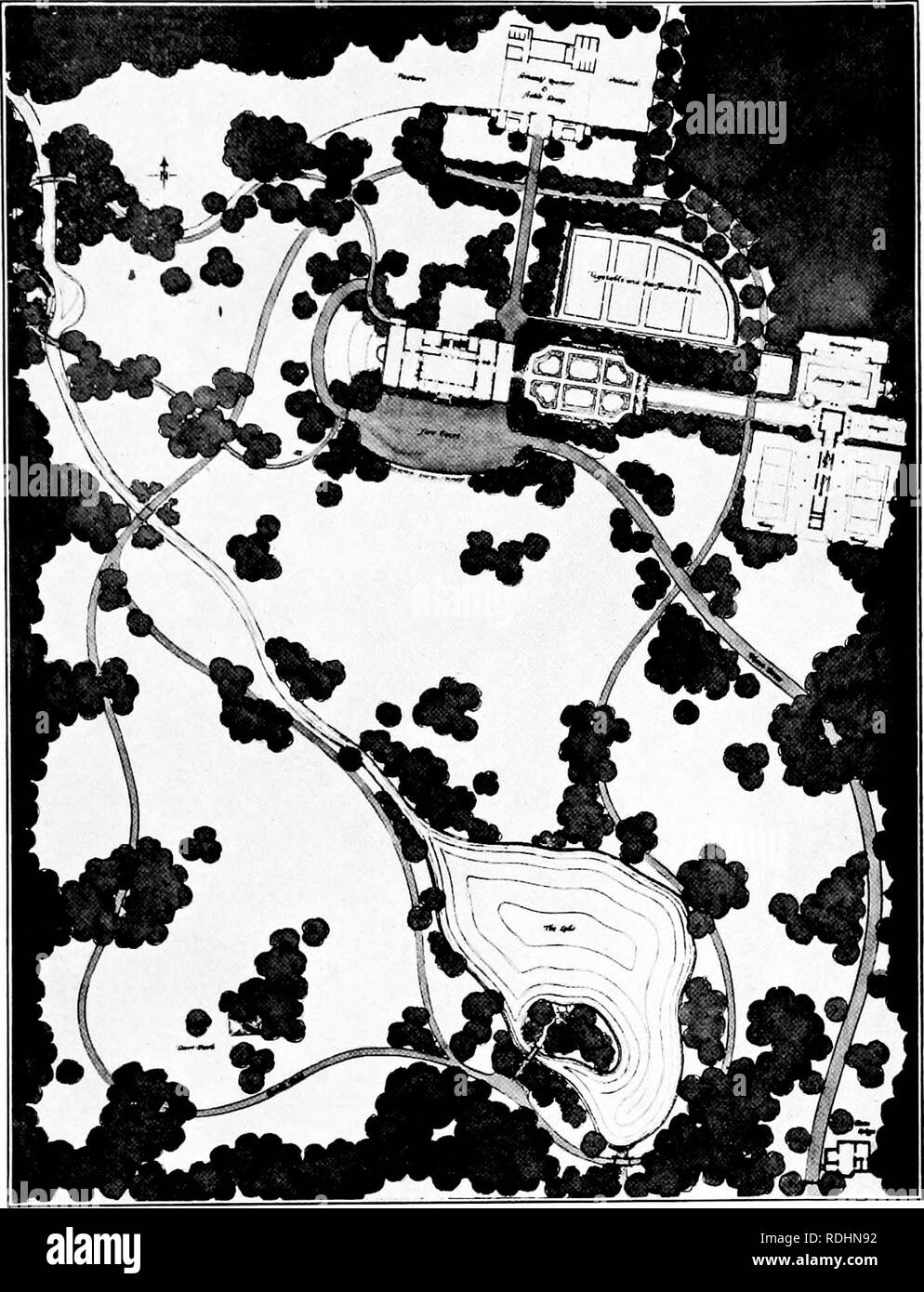 . Design im Gartenbau. Gartenbau. Abbildung 50. Einen PLAN POK eine COUNTKY IMMOBILIEN. Bitte beachten Sie, dass diese Bilder sind von der gescannten Seite Bilder, die digital für die Lesbarkeit verbessert haben mögen - Färbung und Aussehen dieser Abbildungen können nicht perfekt dem Original ähneln. extrahiert. Root, Ralph Rodney; Kelley, Charles Hayes, b. 1885. New York, das Century Co. Stockfoto