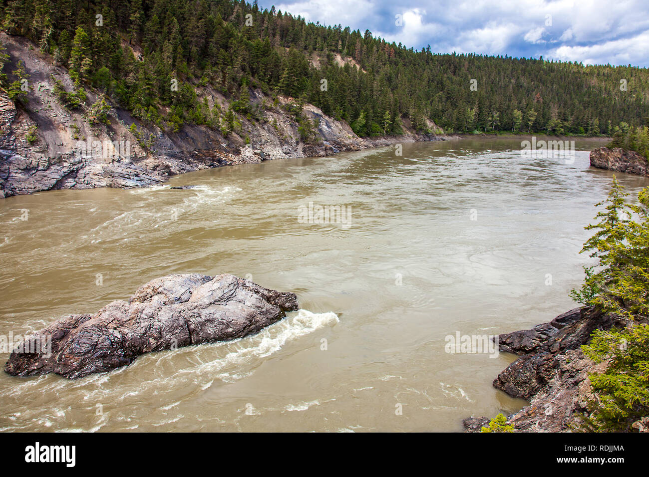 Fraser River bei Xatsull Heritage Village in British Columbia Kanada Stockfoto