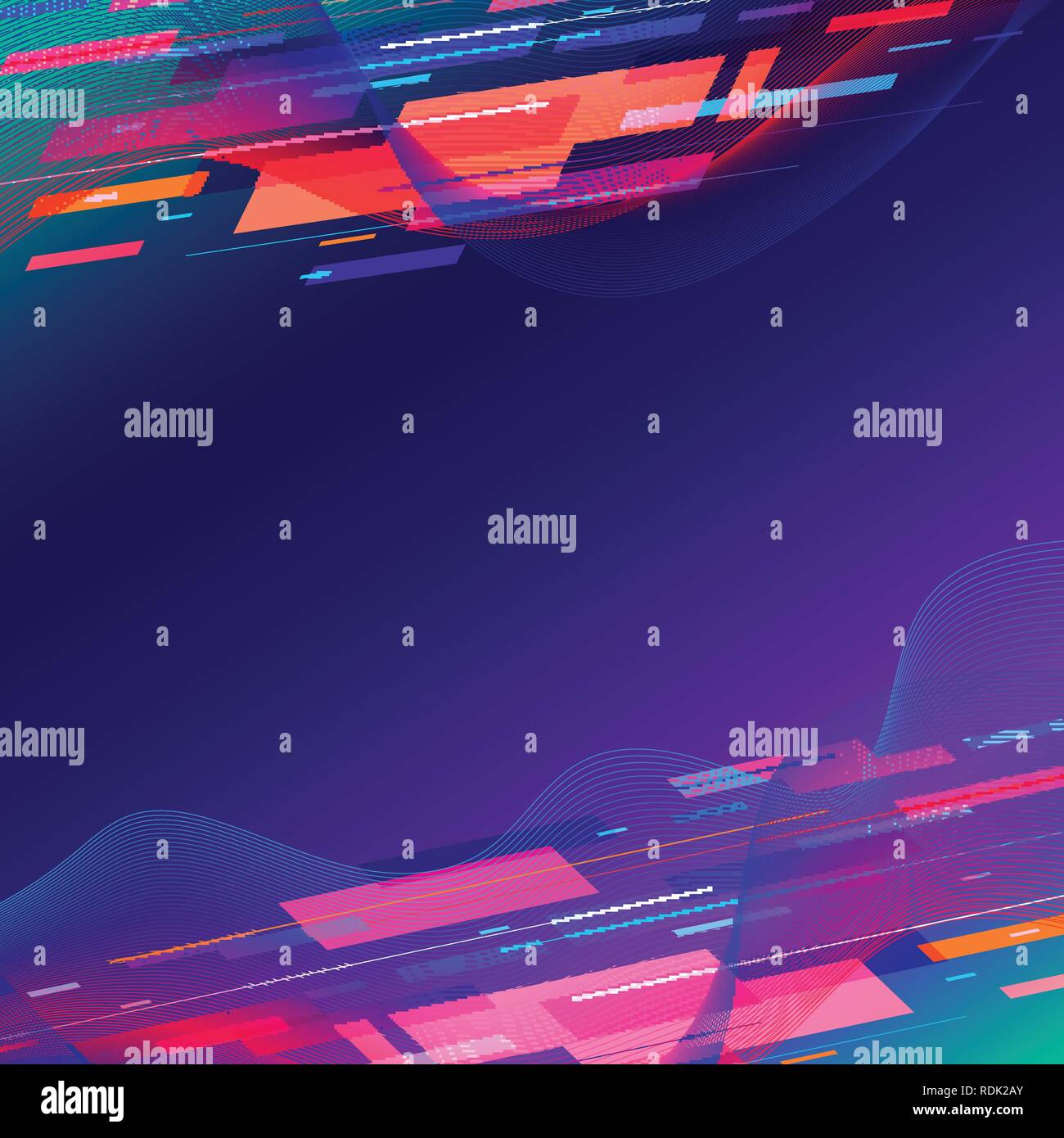 Vorlage abstrakt-geometrischen und Twist Zeilen bunte auf dunkelblauem Hintergrund. Vector Illustration Stock Vektor