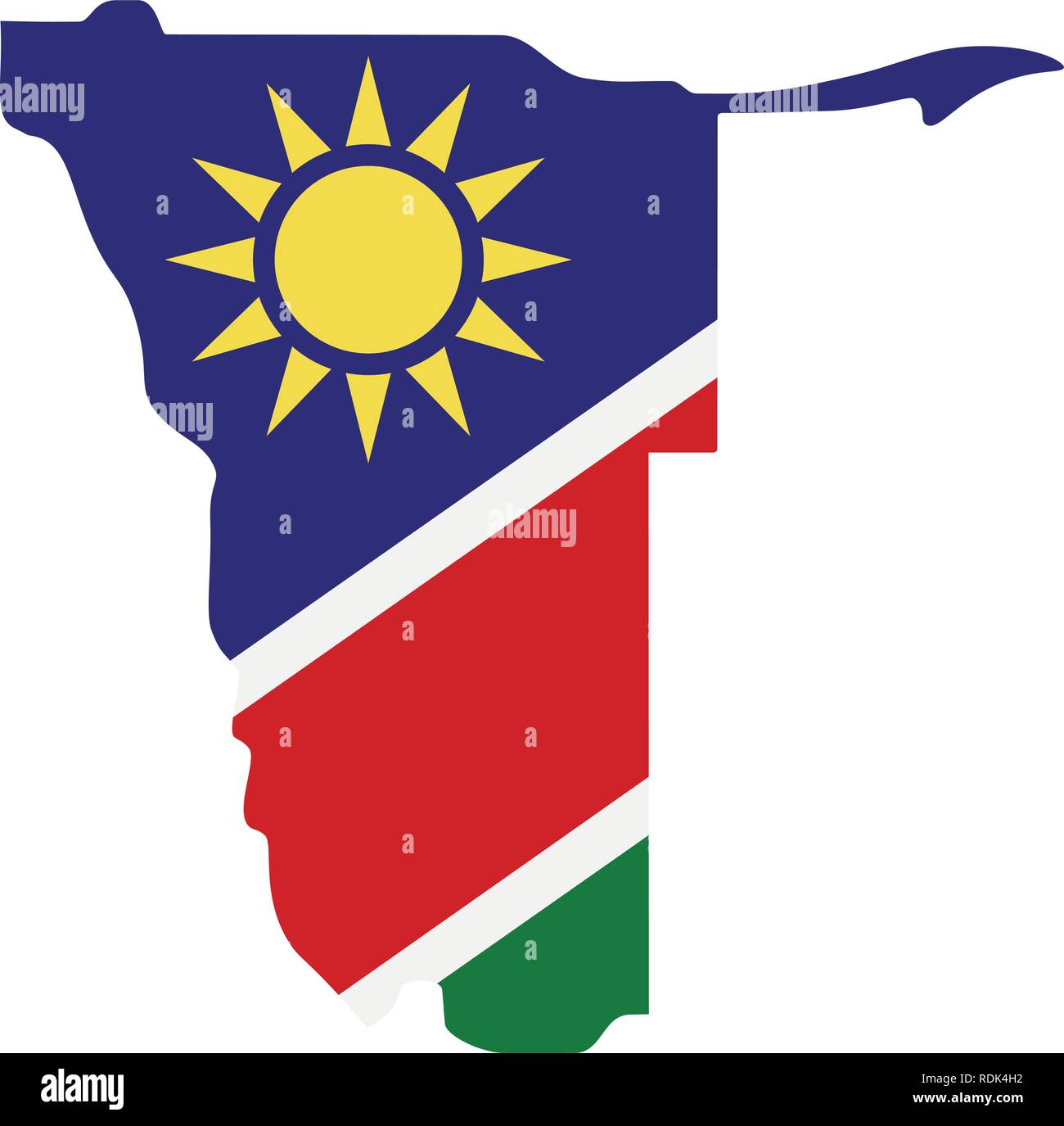 Karte von Namibia mit Fahne im Inneren. Namibia Karte Vector Illustration Stock Vektor