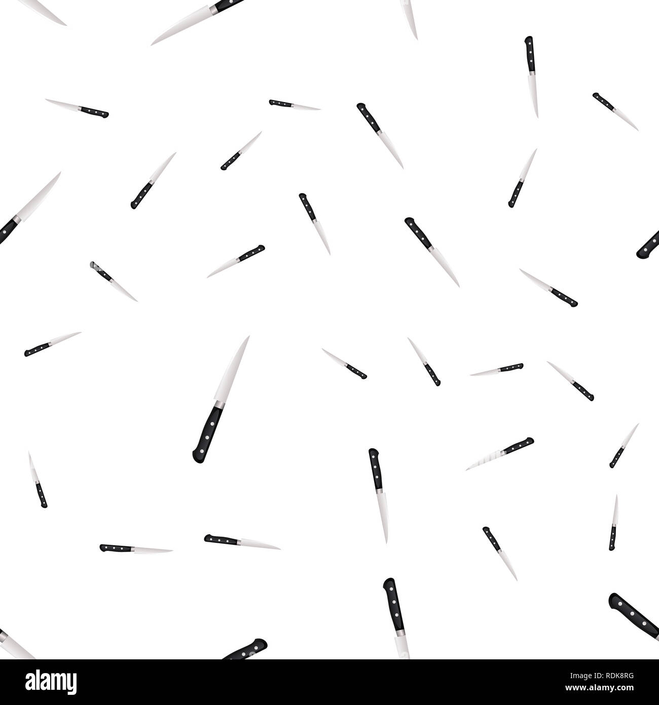 Nahtlose Muster der Küche Messer auf einem weißen Hintergrund. Illustration in 3D-Stil Stockfoto