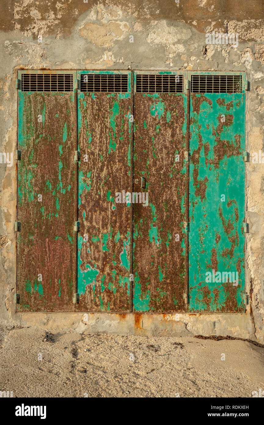 Rusty grün Metall Türen Stockfoto