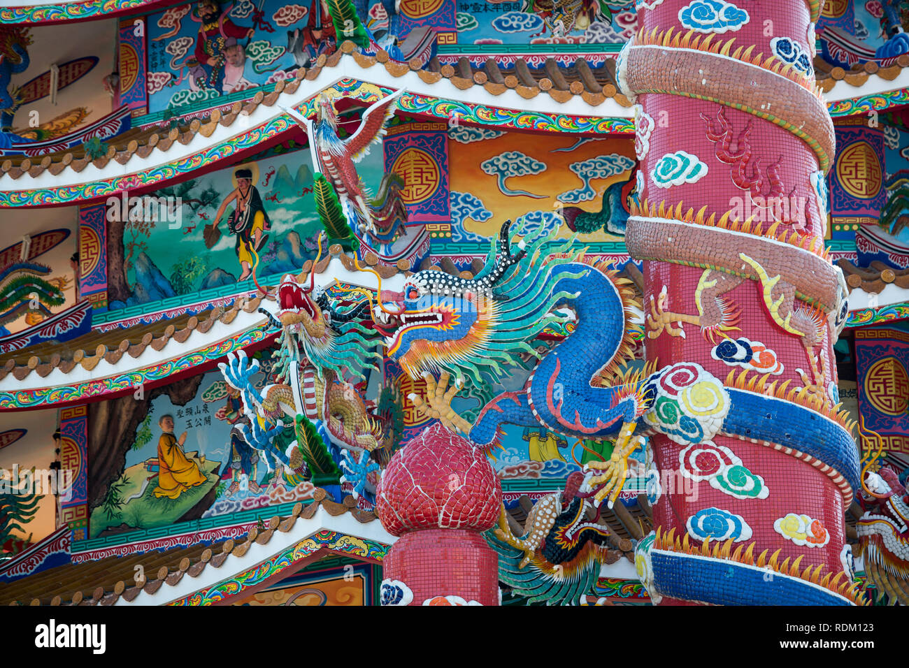 Die chinesische Tempel von Thepsathit Phra Kiti Chaloem in der Stadt Ang Sila ordentlich Bang Saen in der Provinz Chonburi in Thailand. Thailand, Chonburi, Keine Stockfoto