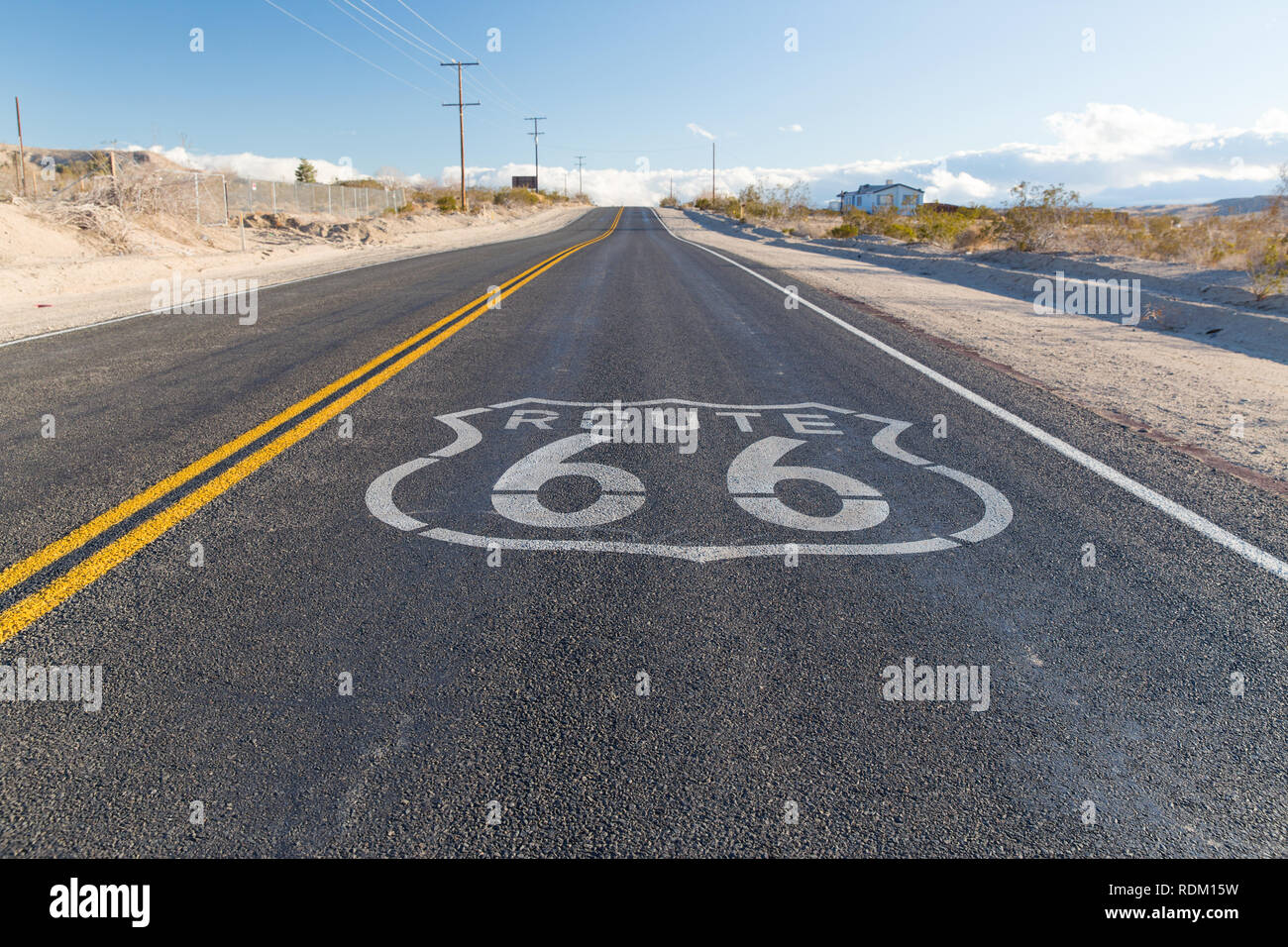 Route 66 asphaltierte Straße in den Vereinigten Staaten von Amerika Stockfoto