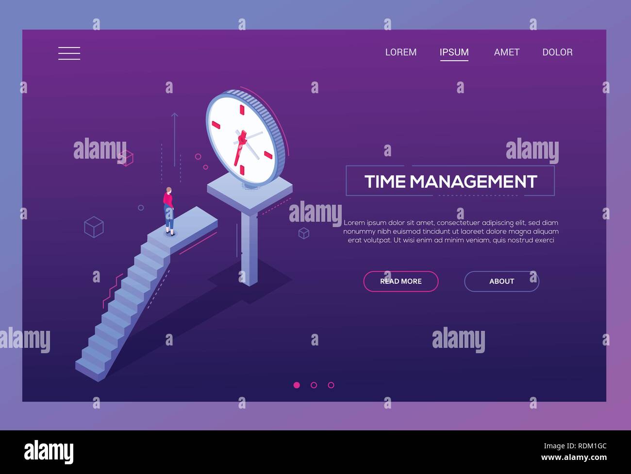 Zeit-management - Moderne isometrische Vektor Web Banner Stock Vektor