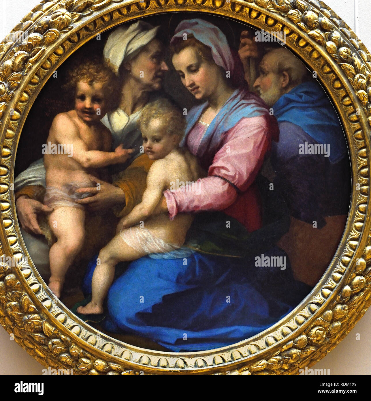 Madonna mit Kind und St. Elisabeth und dem Johannes-Kind von Andrea del Sarto 1486–1530 Italienischer Maler aus Florenz, Hochrenaissance und frühem Manierismus. Andrea d' Agnolo, Italien, sagte, Andrea del Sarto, Florenz, Italien, Italienisch , Stockfoto