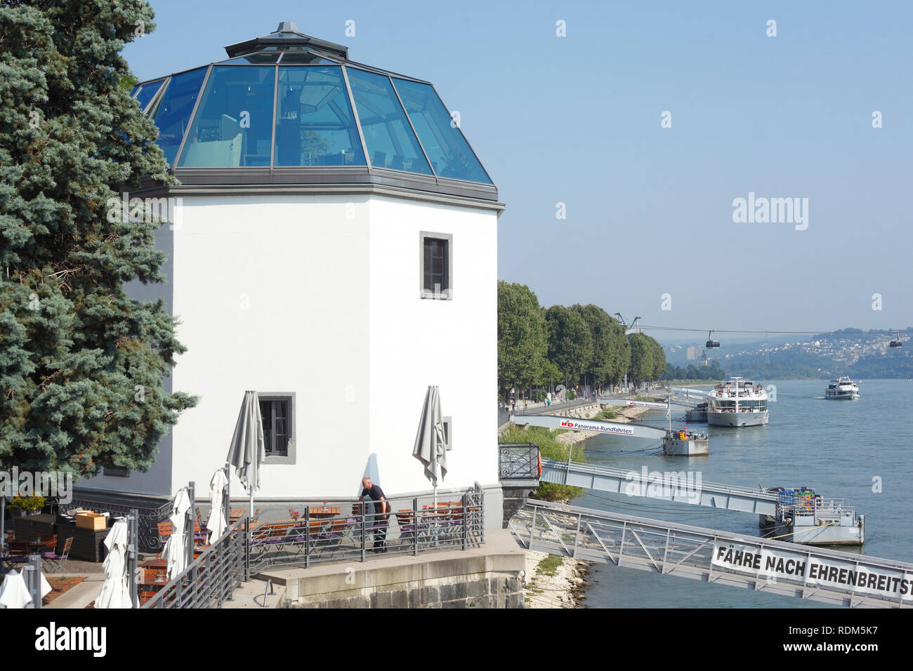 Pegelhaus am Rheinufer, Koblenz, Rheinland-Pfalz, Deutschland Ich Pegelhaus am Rheinufer, Koblenz, Rheinland-Pfalz, Deutschland I Stockfoto