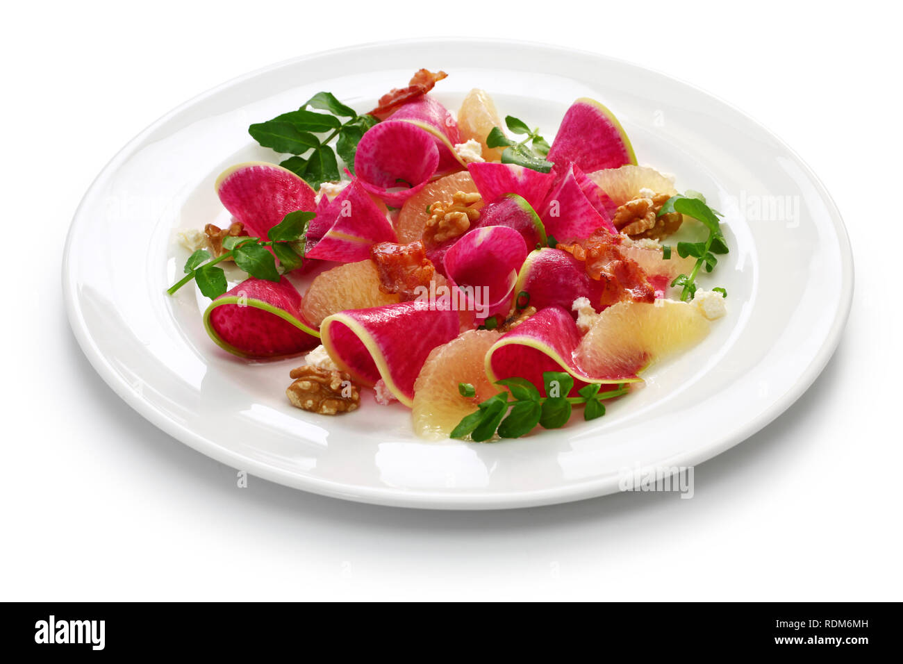 Hausgemachte Wassermelone Rettich Salat Stockfoto