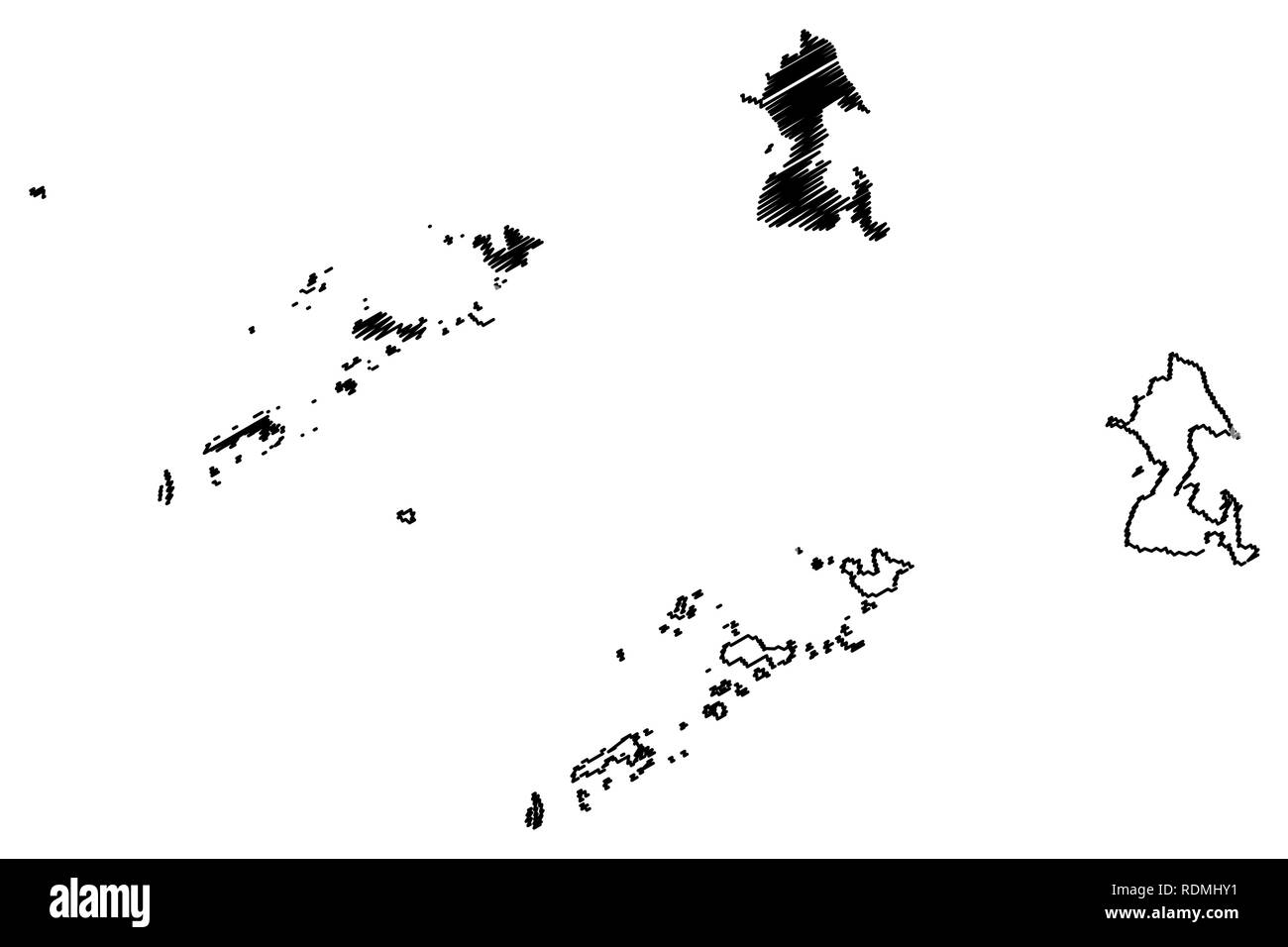 Autonome Region in Muslim Mindanao (Regionen und Provinzen der Philippinen, die Republik der Philippinen) Karte Vektor-illustration, kritzeln Skizze Stock Vektor