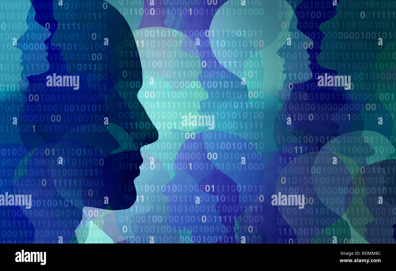 Corporate Data Management System oder DMS als Geschäft die Privatsphäre der Nutzer Konzept und Social Media die Verbindung in einer 3D-Darstellung. Stockfoto