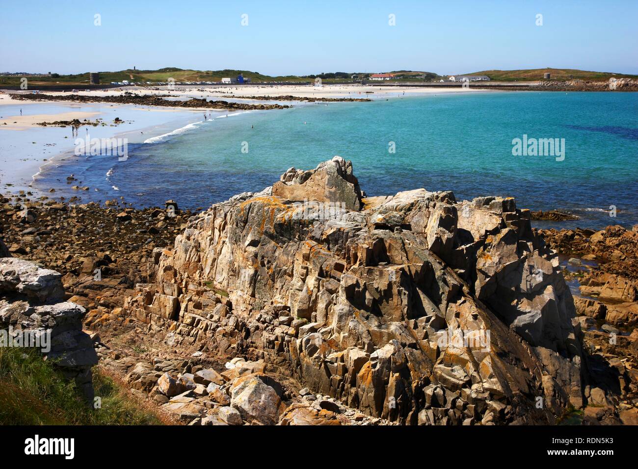 Strand, Pembroke Bay im Nordosten von Guernsey, Kanalinseln, Europa Stockfoto