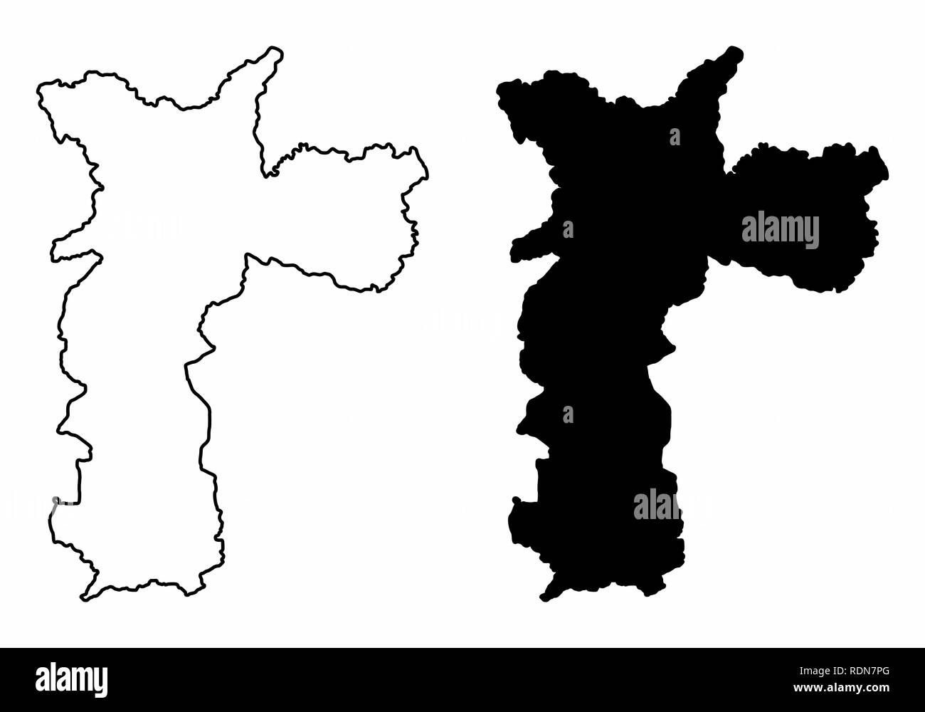 Schwarze und weiße Karten der Stadt Sao Paulo, Brasilien Stock Vektor