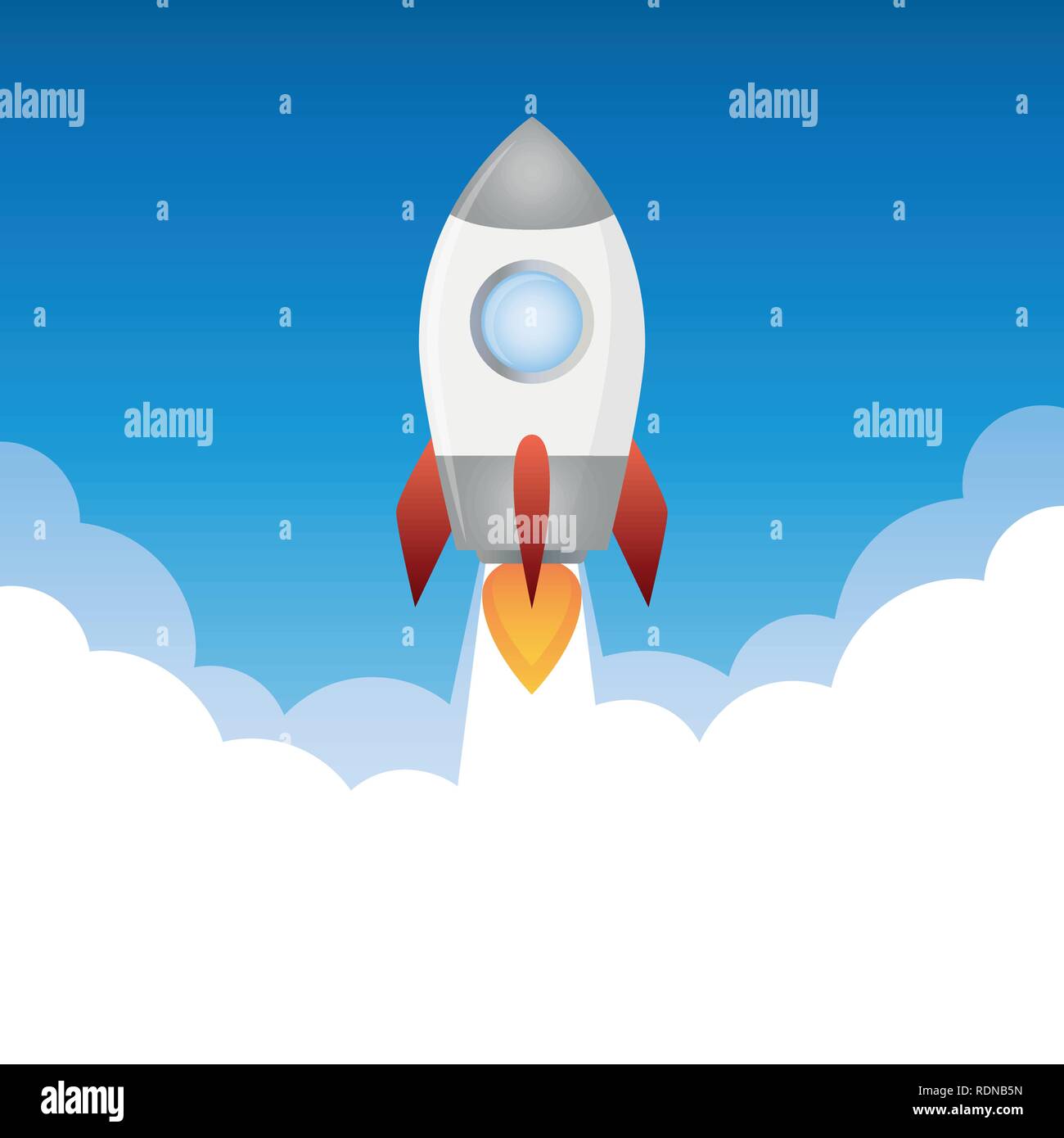 Rocket Launch mit Rauch start Konzept Vektor-illustration EPS 10. Stock Vektor