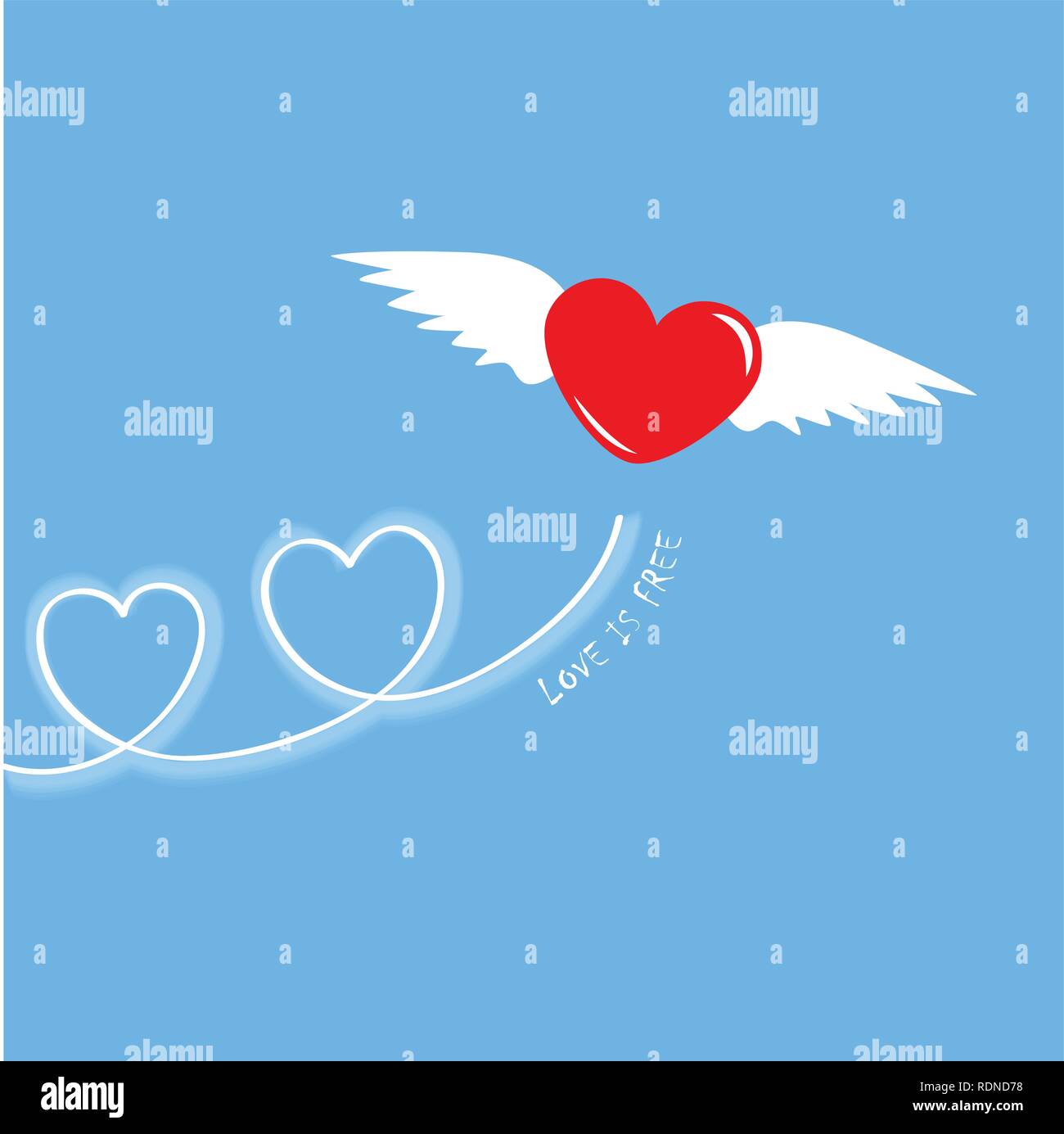 Die Liebe ist frei fliegende Herzen Vector EPS Abbildung 10 Stock Vektor