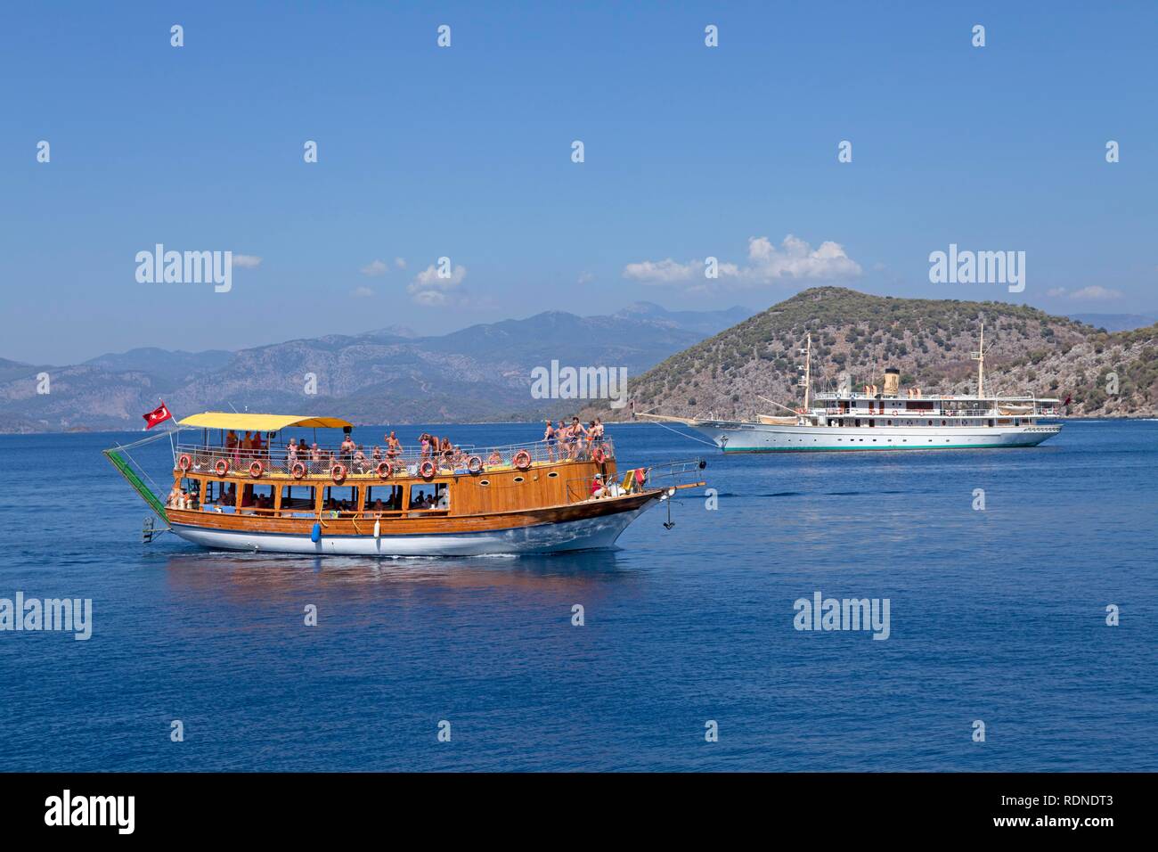 Schiff aus Dockyard Insel, Türkische Ägäis, Türkei, Asien Stockfoto