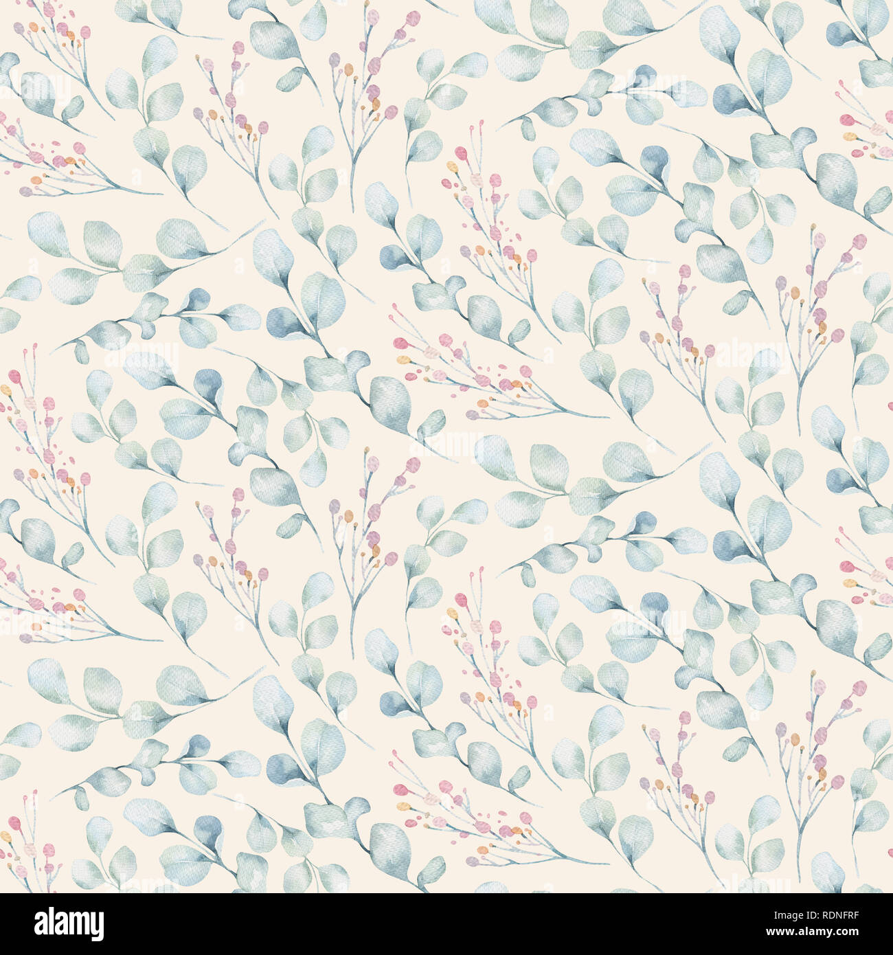 Nahtlose Muster von Blossom Pink Cherry Blumen in Aquarell Stil mit weißen Hintergrund. Sommer blühende sakura Zweig Deko Stockfoto