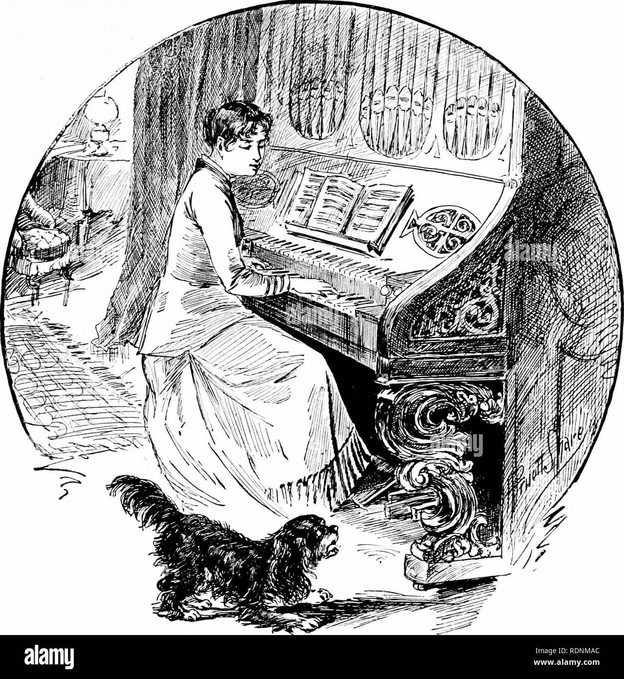 . Vier Füße, zwei Füße, und keine Füße; oder, pelzigen und gefiederten Haustiere, und wie Sie leben. Das Verhalten der Tiere. SOT gern Musik. 65 Es gibt einen Salon Organ in seinem Hause, und das war ein großes Rätsel für ihn. AVhen die hohen Töne gespielt wurden, dachte er ein wenig Hund bellt war im Inneren der Orgel. Charlie würde von einer Seite auf die andere und wieder zurück laufen, versuchen Sie, mit -ing in peep in und filnd Die seltsamen Hund. Dann würde er schauen Sie oben. in das Gesicht der Dame, als ob er sagen wollte: "Wo?:? Der Hund? Warum kann ich ihn nicht finden? Ich möchte Sie nicht im Stich lassen würde ihm bleiben; ich kenne ihn nicht." Sie stoppen würde, oder spielen Sie auf einem niedrigen k Stockfoto