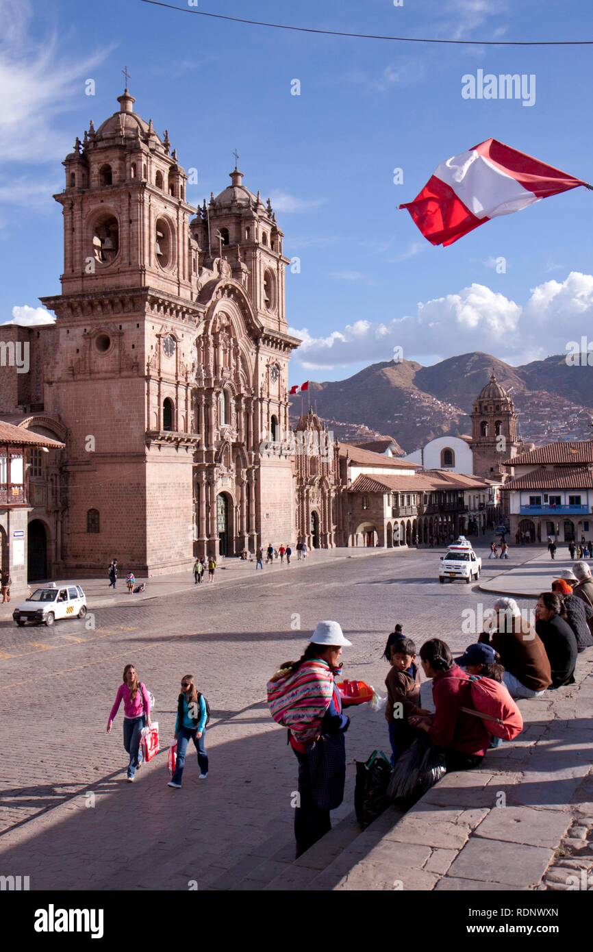 Iglesia de La Compania de Jesus Kirche, Plaza Mayor, Cuzco, Cusco, Peru, Südamerika Stockfoto