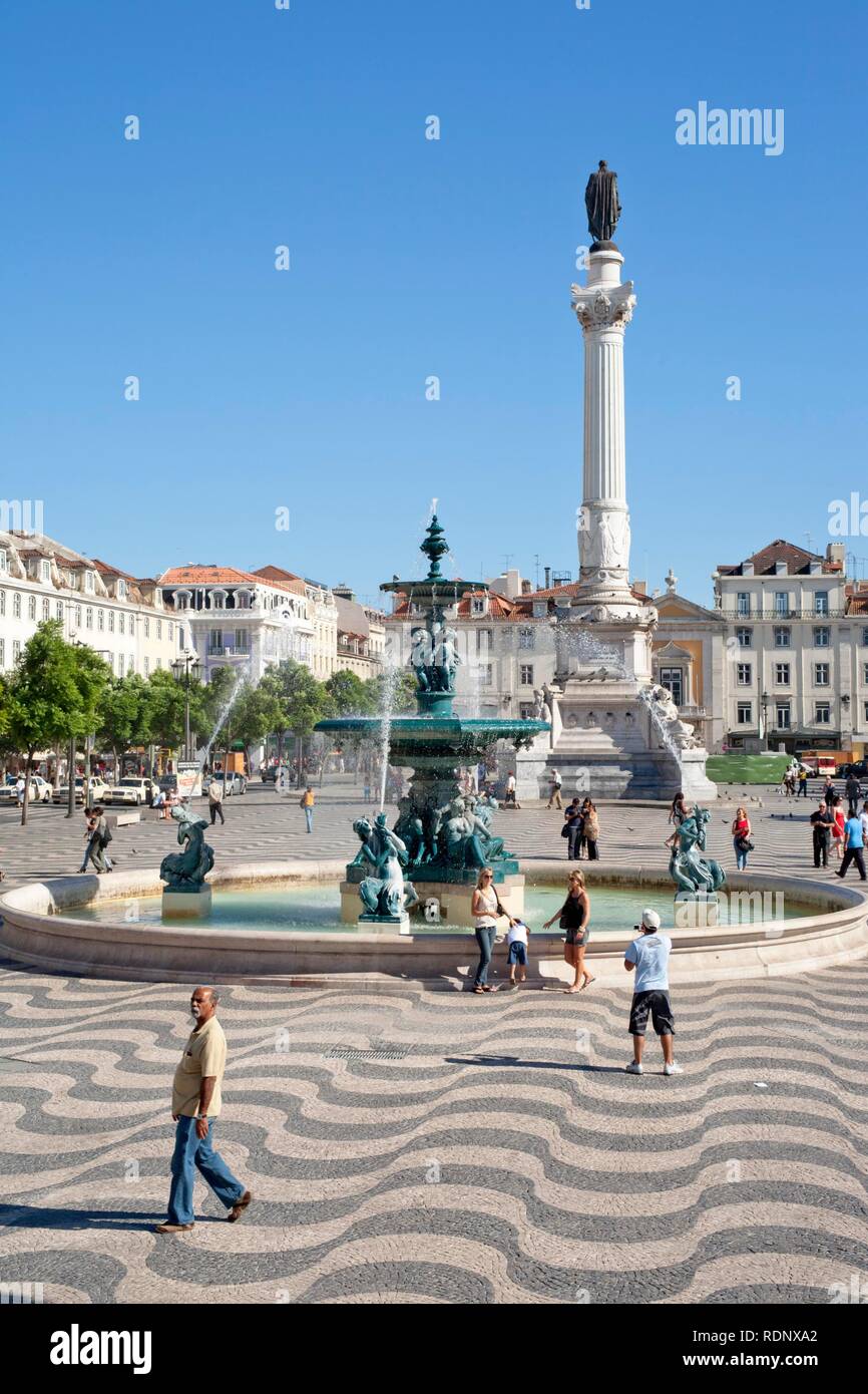 Rossio Platz, Lissabon, Portugal, Europa Stockfoto