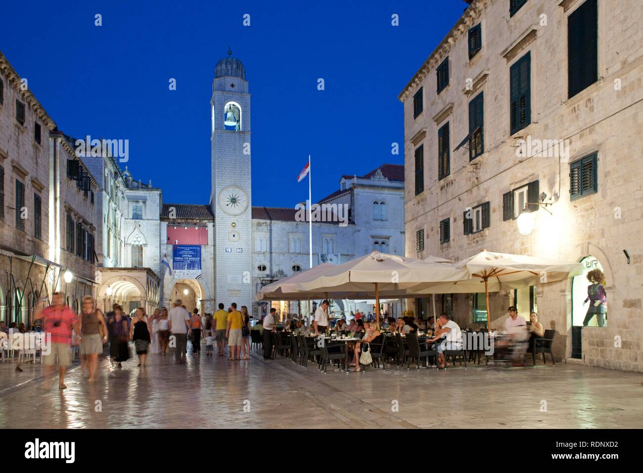 Hauptstraße Stradun in der historischen Altstadt von Dubrovnik, südlichen Dalmatien, Adriaküste ...