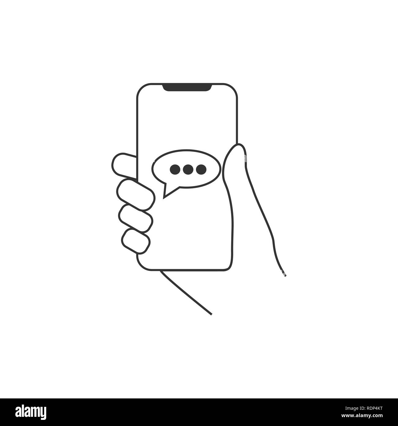 Hand halten, Smartphone, neue Nachricht IconFlat Design. Vector Illustration. Stock Vektor