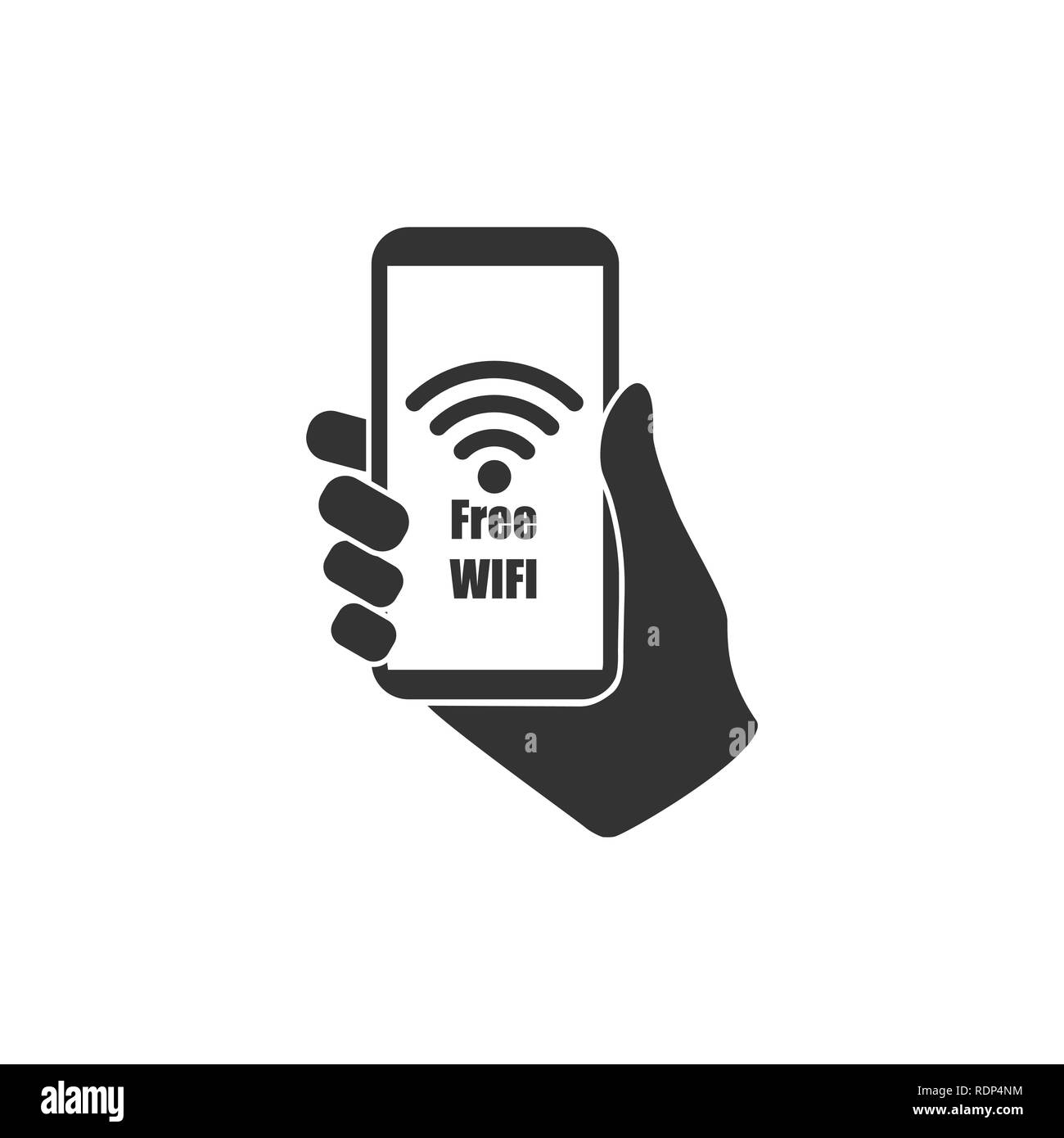 Hand Halten Smartphone Wlan Symbol Flache Bauform Vektor Stock Vektorgrafik Alamy