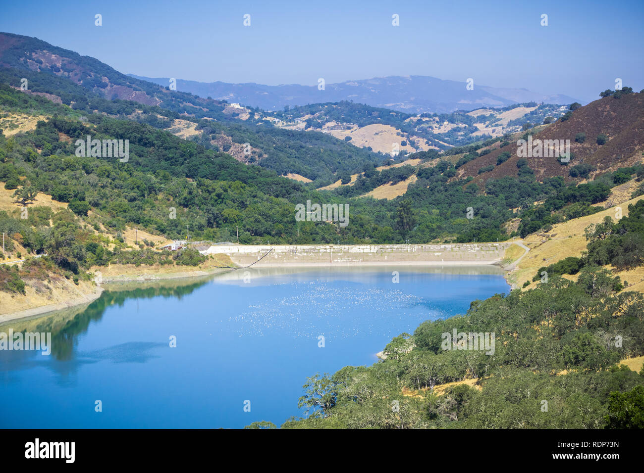 Luftaufnahme von Guadalupe Reservoir, San Francisco Bay Area Santa Clara County, Kalifornien Stockfoto