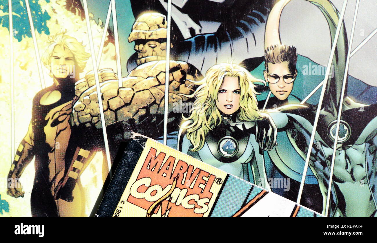 NEW YORK, US-Mai 4, 2018.: Comic DIE FANTASTISCHEN VIER auf der Abdeckung an. MARVEL COMICS. Uns Anschauliche redaktionelle. Stockfoto