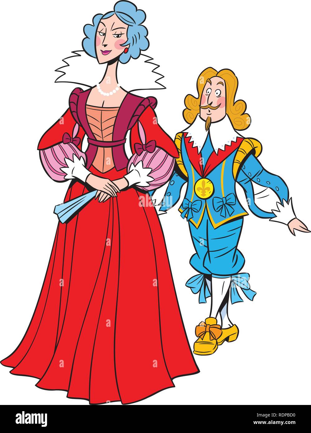 In der Abbildung, die Karikatur König folgt der Königin. Stock Vektor