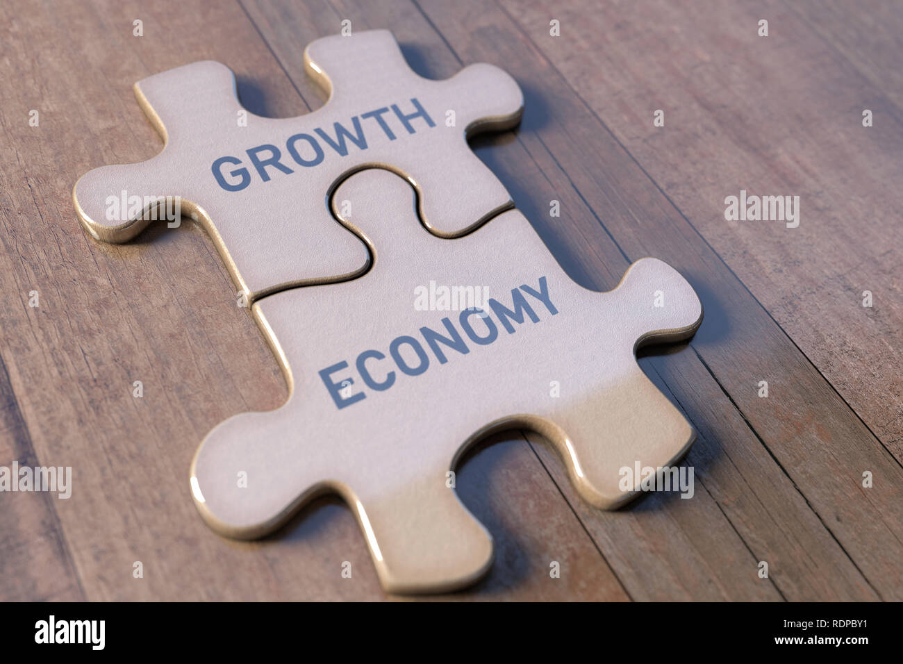 Puzzle Stücke mit Wachstum und Wirtschaft, Illustration. Stockfoto