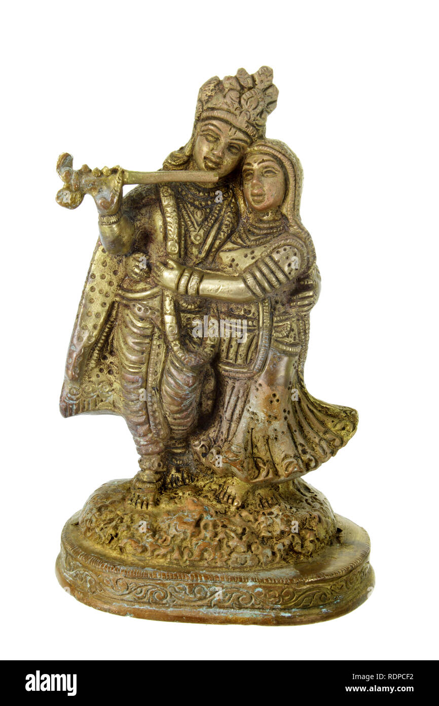 Indische Tänzer Statue auf weißem Hintergrund Stockfoto