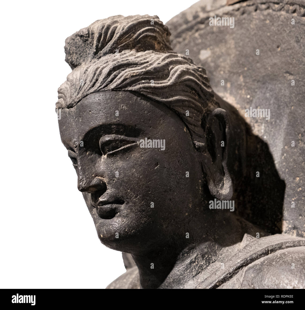Der Kopf des Buddha. 2.-3.Jahrhundert. Gandhara. Schiefer. 56 x 24 x 14 cm. Stockfoto