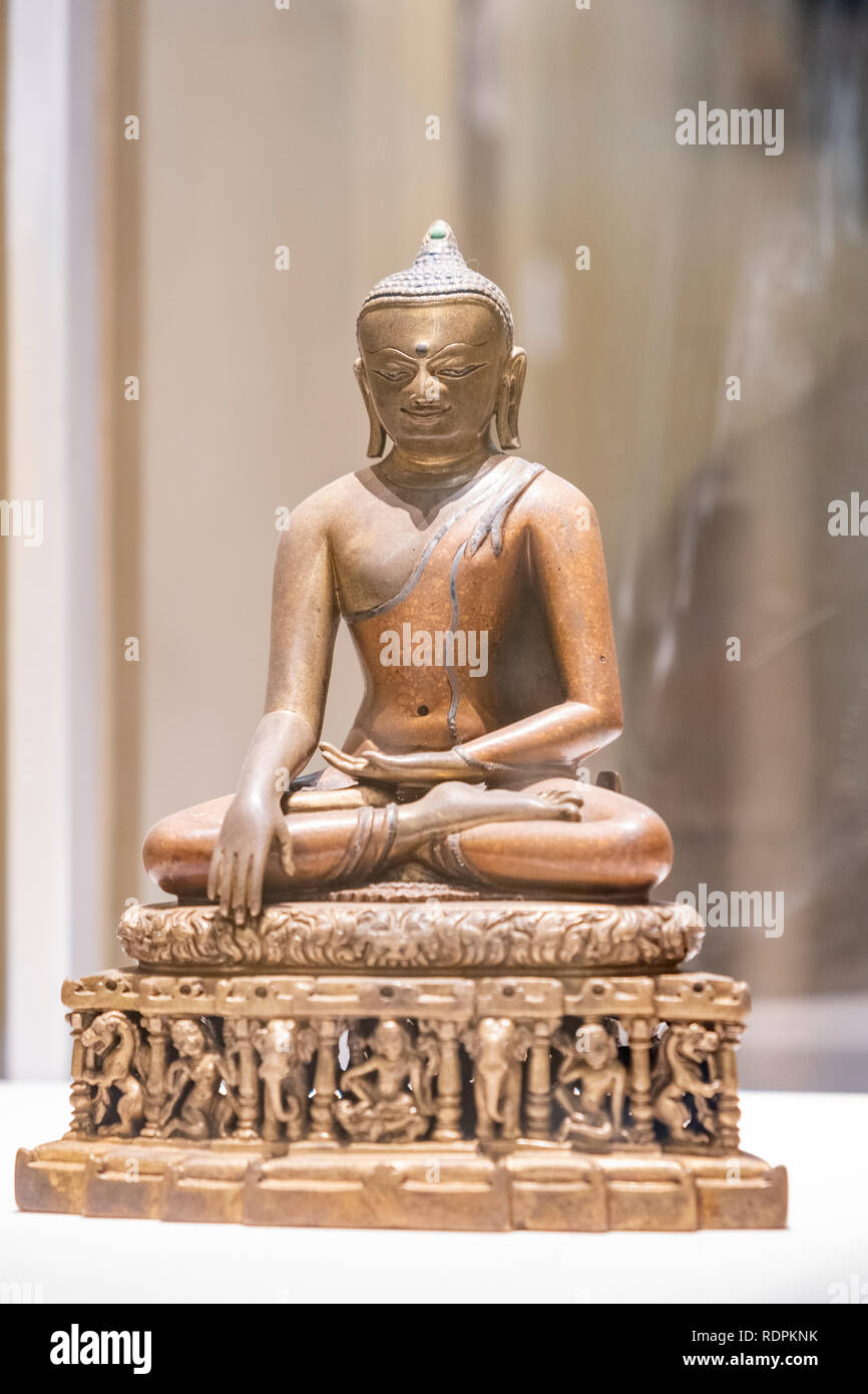 Buddha. 11. bis 12. Jahrhundert. Pala. Östlichen Indien. 19,2 x 14,3 x 8,4 cm. Stockfoto