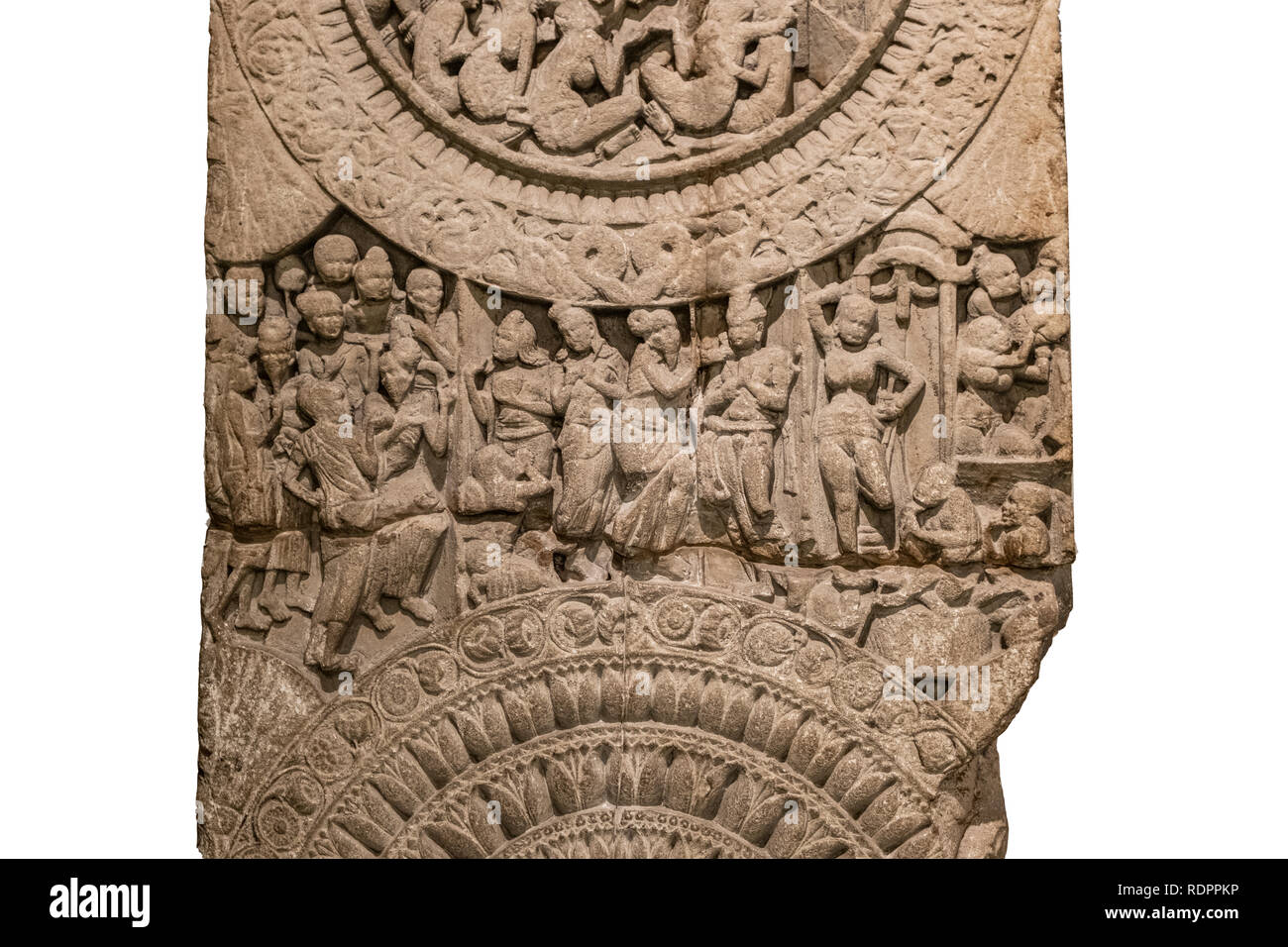 Salbei Asita besuchen zu Suddhadhana (Śuddhodana). Satavahana, 1st-2nd Jahrhundert Amaravati, Madhya Pradesh am National Museum, Delhi, Indien, 191 x 85 x 20 c Stockfoto