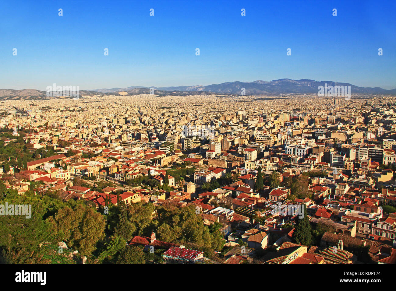 Blick auf die Akropolis von Athen Stockfoto