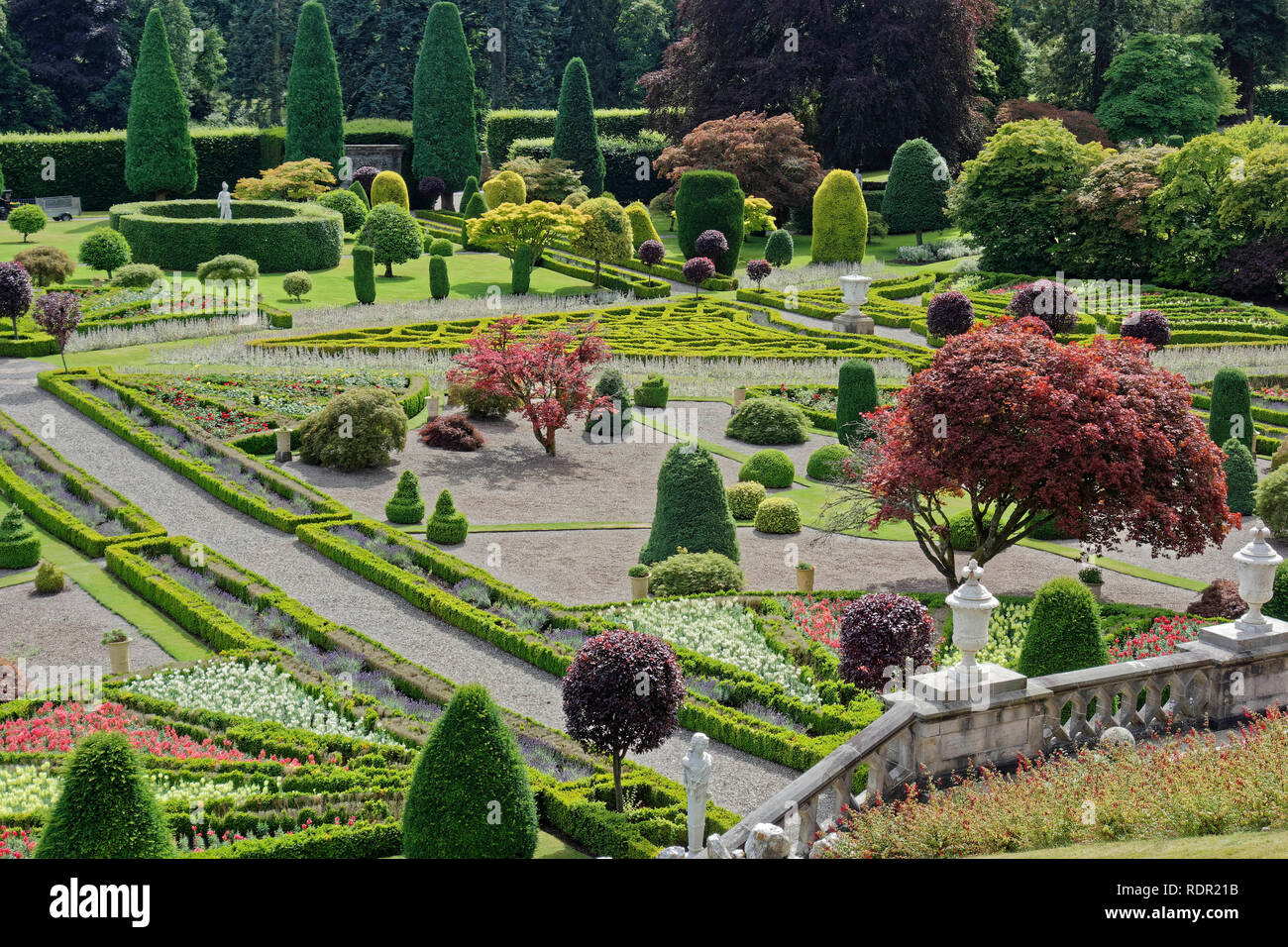 Drummond Castle Gardens in der Nähe von Crieff, Perthshire, Schottland, UK Stockfoto