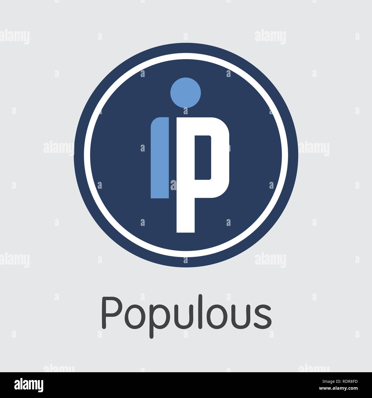 PPT-Populous. Das Symbol des Cryptocurrency oder Markt Emblem. Stock Vektor