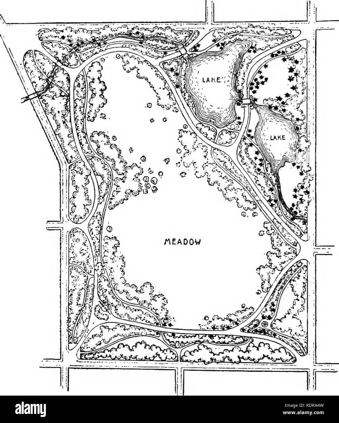 . Wie auf der Startseite Grundstück Plan;. Gartenbau. 220 WIE DIE HOME ANLAGE PLAN der Straßen und Wege, die wir bereits gesagt haben, dass sie notwendig waren, aber nicht in sich selbst interessant, sondern lediglich Vorfälle der Verbindung zwischen den verschiedenen Teilen der beiden Home Gelände und öffentliche Parks, und, in der Tat, wir zu. RUKAL PARK OP MODERATEN ABMESSUNGEN FÜR DIE STADT ODER GEMEINDE ermöglichen muss, dass sie keinen Grund für Sein, es sei denn, eine einfache, praktische Mittel zum Zweck. Sie sollte der Ansatz und die charakteristischen Merkmale der Landschaft, in einer Weise, die den attraktivsten und Beau-. Bitte beachten Sie. Stockfoto