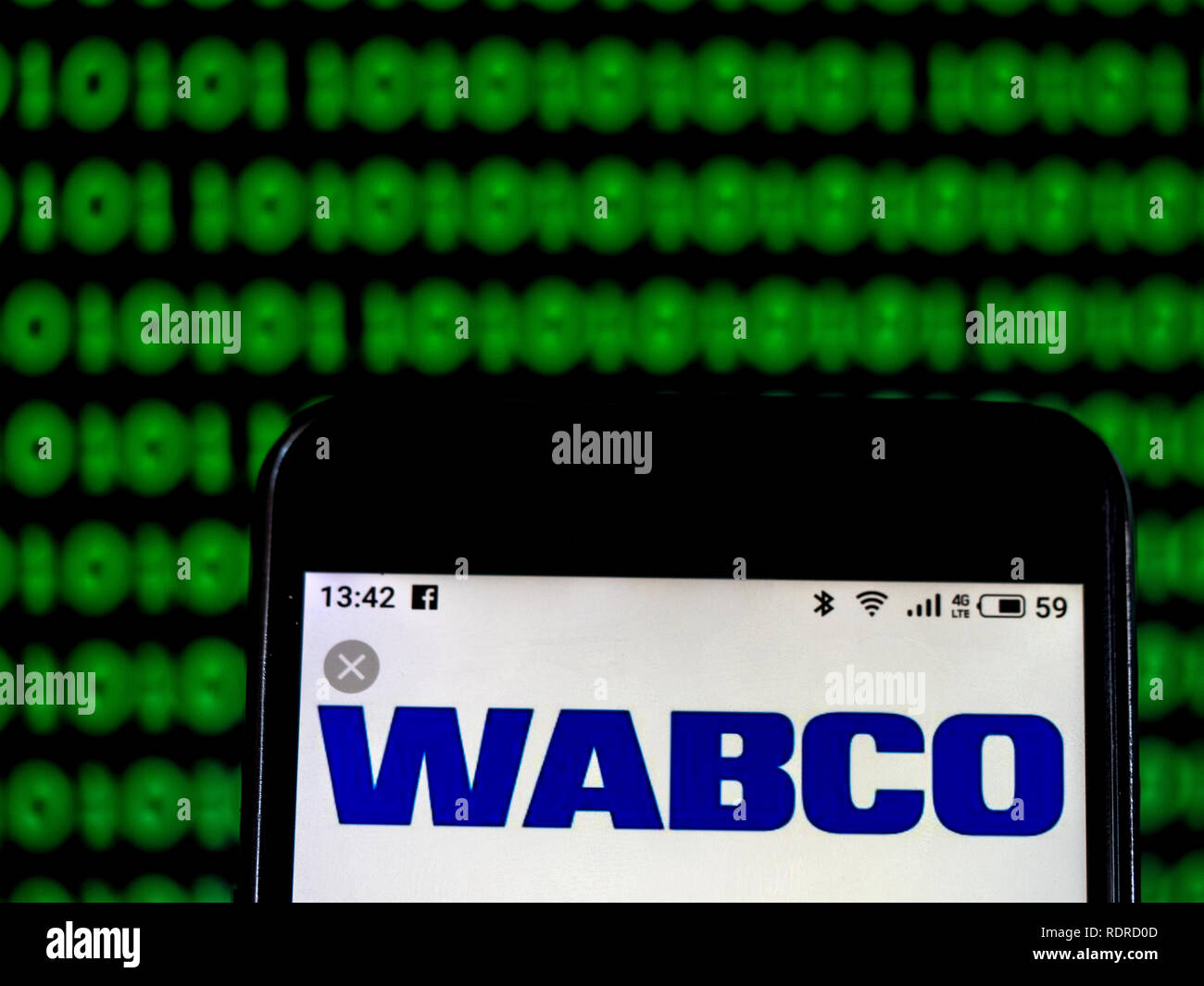 WABCO Vehicle Control Systems kommerzielle Firmenlogo auf dem Smartphone angezeigt Stockfoto