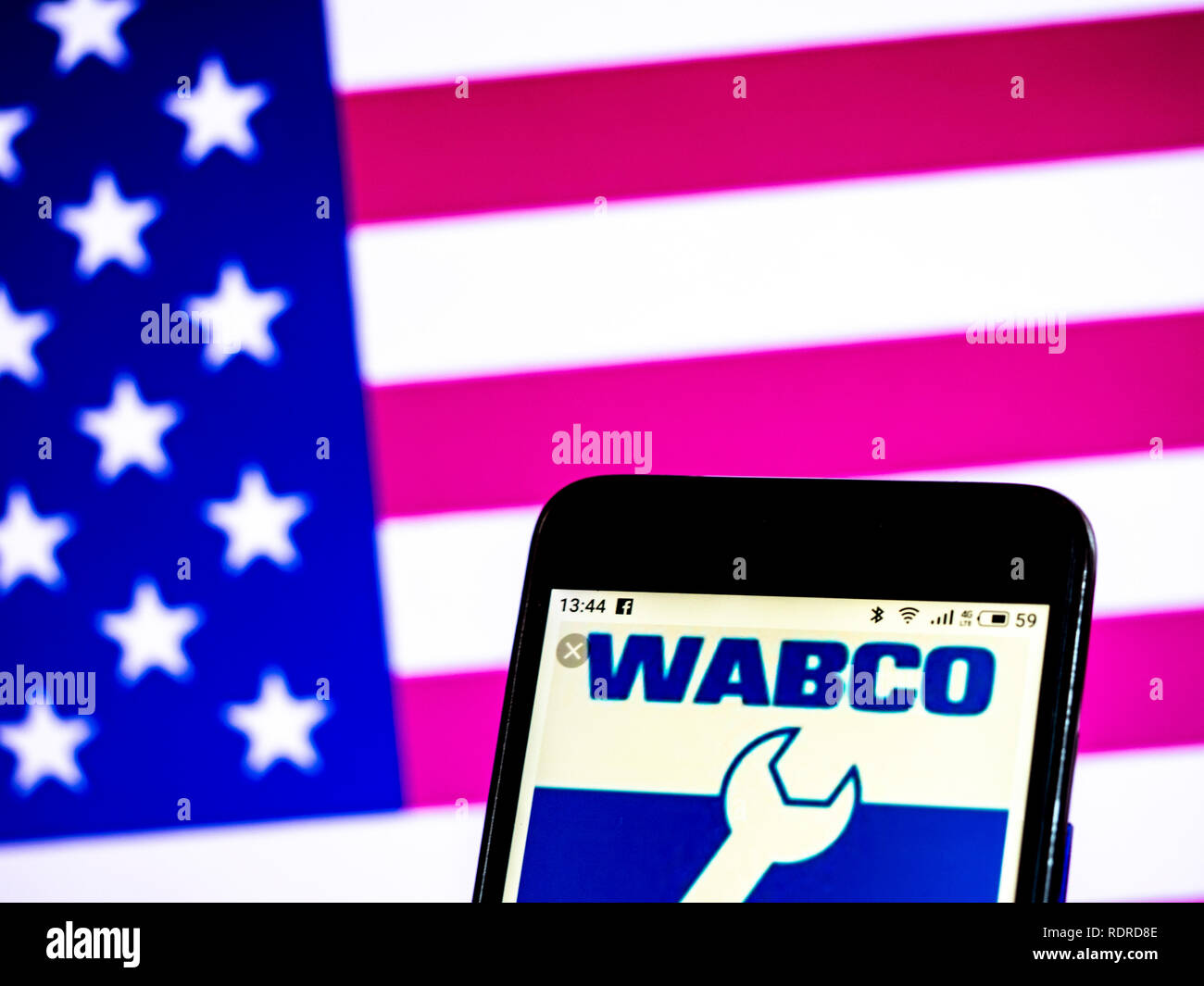 WABCO Vehicle Control Systems kommerzielle Firmenlogo auf dem Smartphone angezeigt Stockfoto