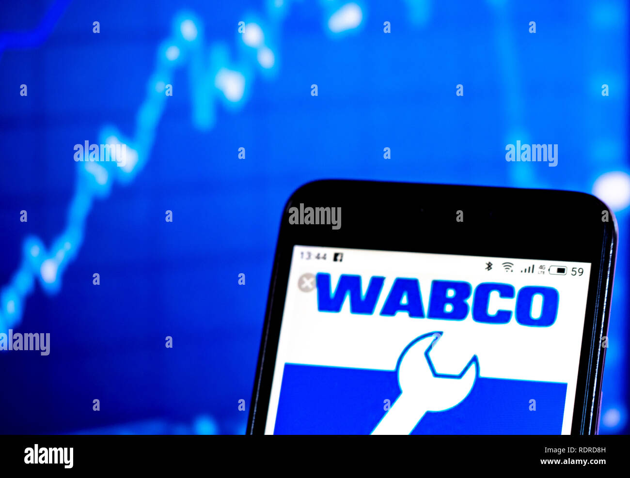 WABCO Vehicle Control Systems kommerzielle Firmenlogo auf dem Smartphone angezeigt Stockfoto