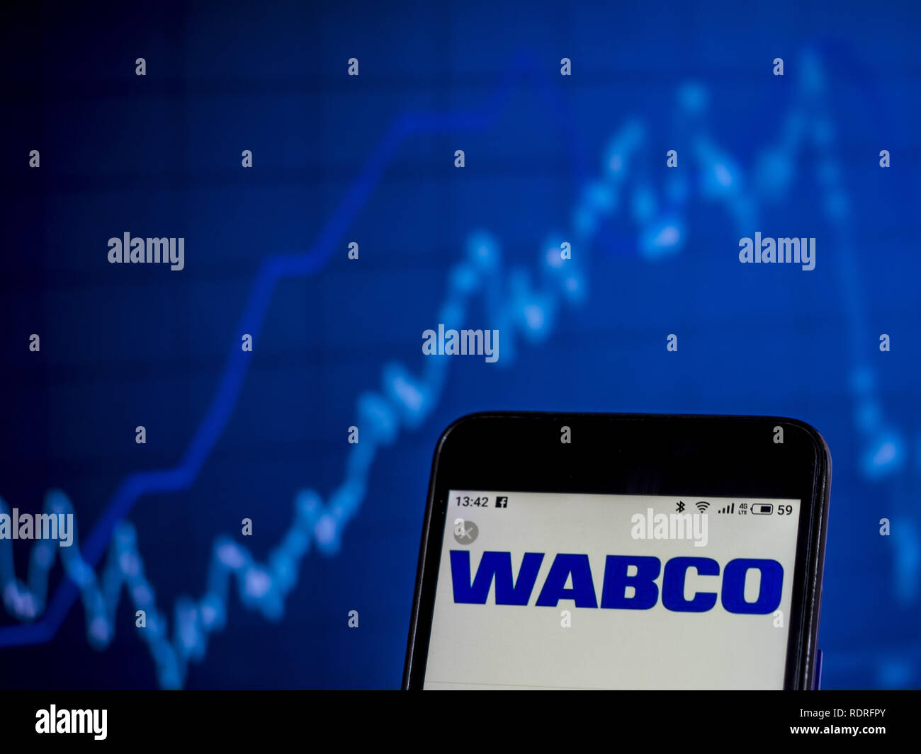 Kiew, Ukraine. Jan, 2019 18. WABCO Vehicle Control Systems kommerzielle Firmenlogo gesehen auf einem Smartphone angezeigt. Quelle: Igor Golovniov/SOPA Images/ZUMA Draht/Alamy leben Nachrichten Stockfoto