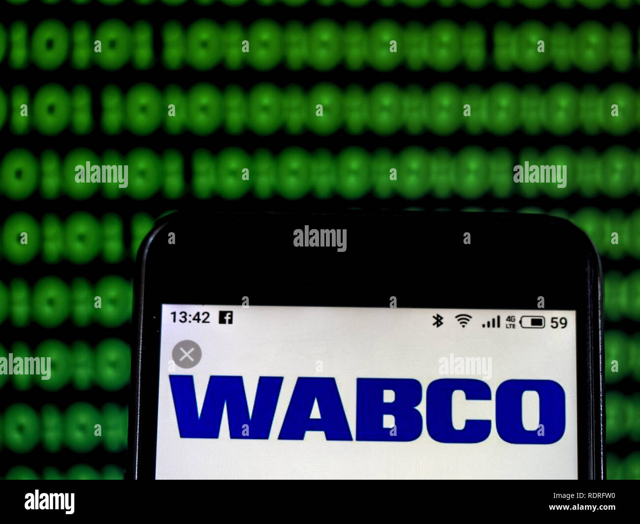 Kiew, Ukraine. Jan, 2019 18. WABCO Vehicle Control Systems kommerzielle Firmenlogo gesehen auf einem Smartphone angezeigt. Quelle: Igor Golovniov/SOPA Images/ZUMA Draht/Alamy leben Nachrichten Stockfoto