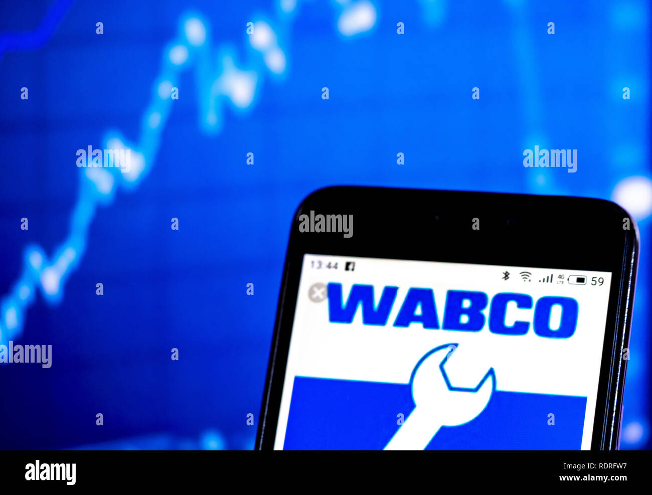 Kiew, Ukraine. Jan, 2019 18. WABCO Vehicle Control Systems kommerzielle Firmenlogo gesehen auf einem Smartphone angezeigt. Quelle: Igor Golovniov/SOPA Images/ZUMA Draht/Alamy leben Nachrichten Stockfoto