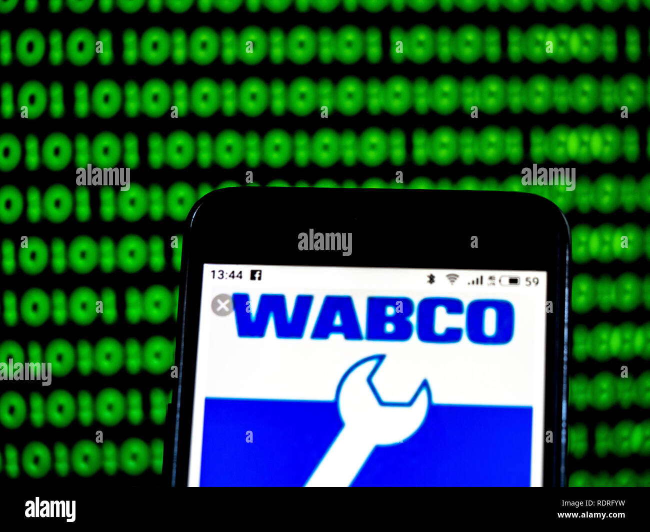 Kiew, Ukraine. Jan, 2019 18. WABCO Vehicle Control Systems kommerzielle Firmenlogo gesehen auf einem Smartphone angezeigt. Quelle: Igor Golovniov/SOPA Images/ZUMA Draht/Alamy leben Nachrichten Stockfoto
