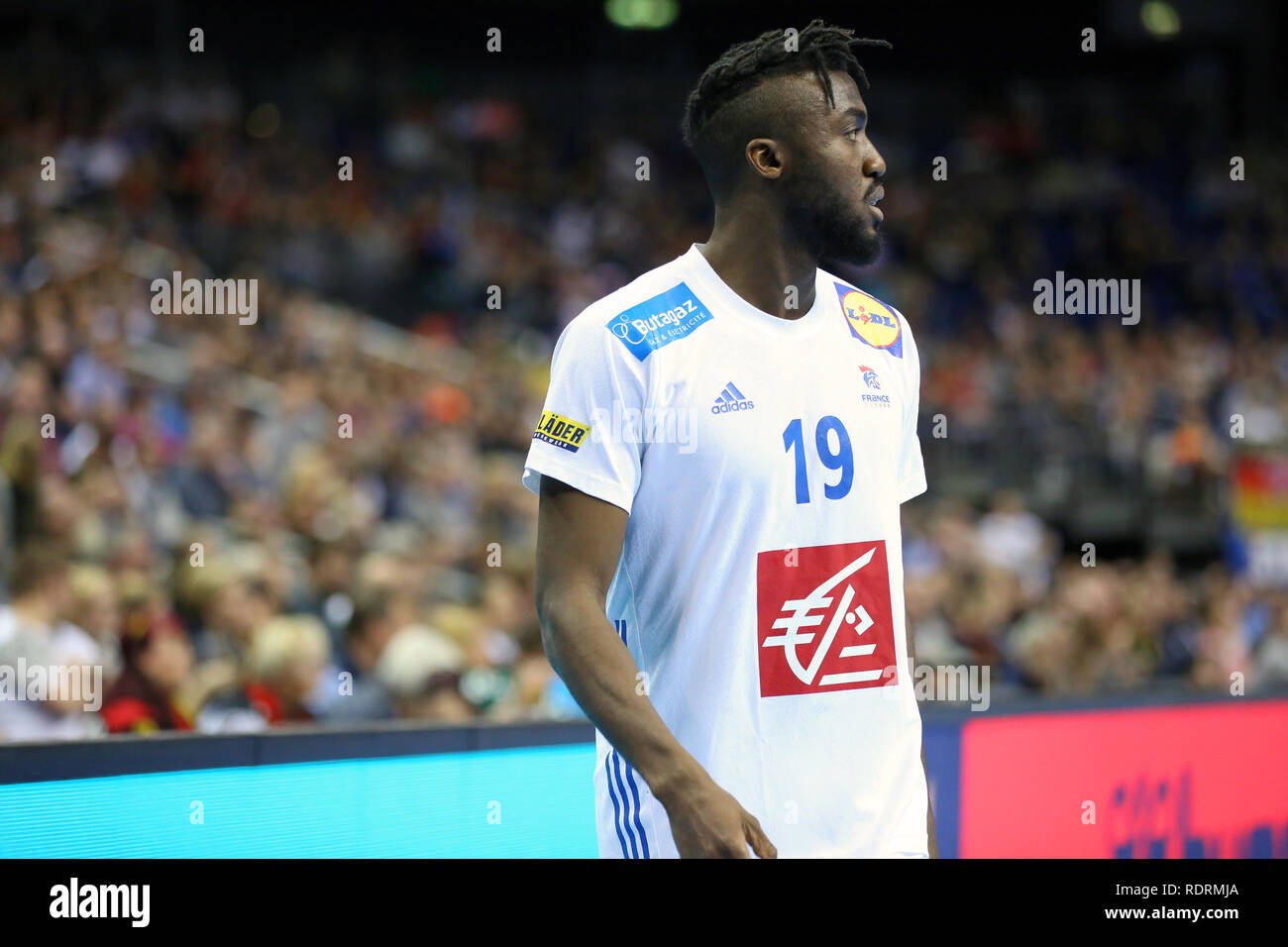 Deutschland. Berlin, Deutschland. 17. Jan 2019. IHF Handball Men's World Championship, Berlin, Deutschland. Luc Abalo für Frankreich Credit: Mickael Chavet/Alamy leben Nachrichten Stockfoto