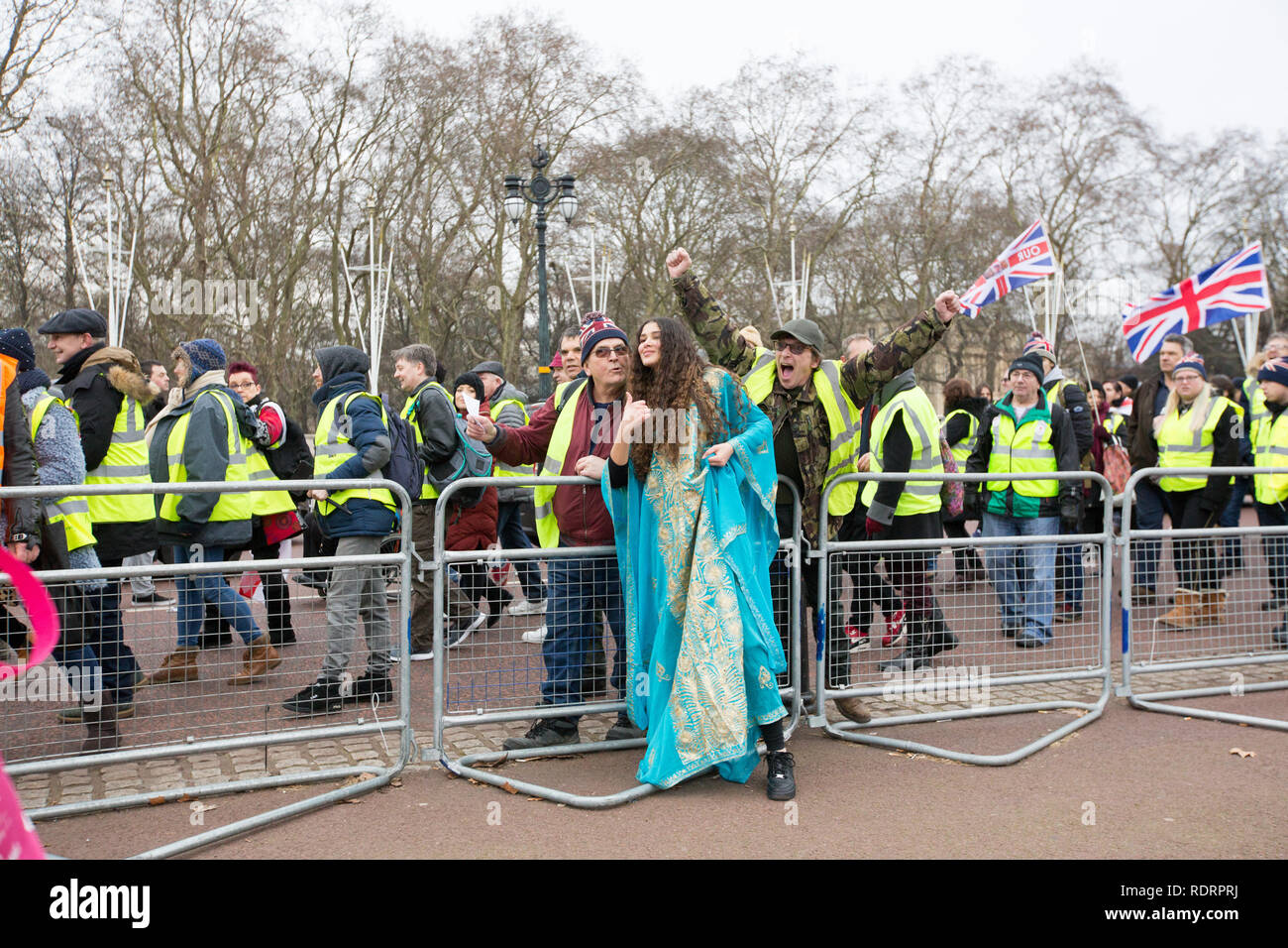 London, Großbritannien. 19. Januar 2019. Gelbe Weste protsters März um Central London: George Cracknell Wright/Alamy leben Nachrichten Stockfoto